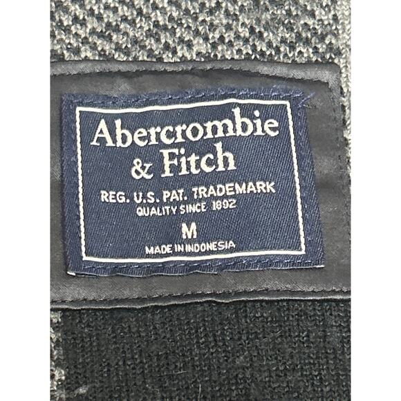 Abercrombie & Fitch Women Fleece Jacket Medium Black Gray Check Quilted Pockets - Picture 4 of 7